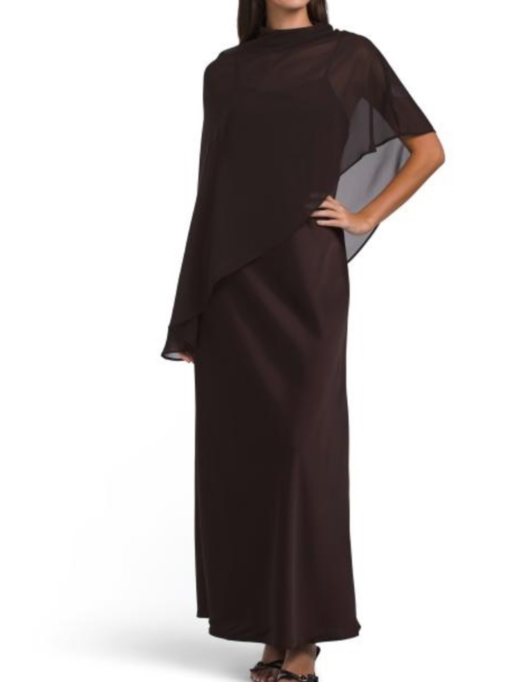 RACHEL ZOE draped cape satin gown